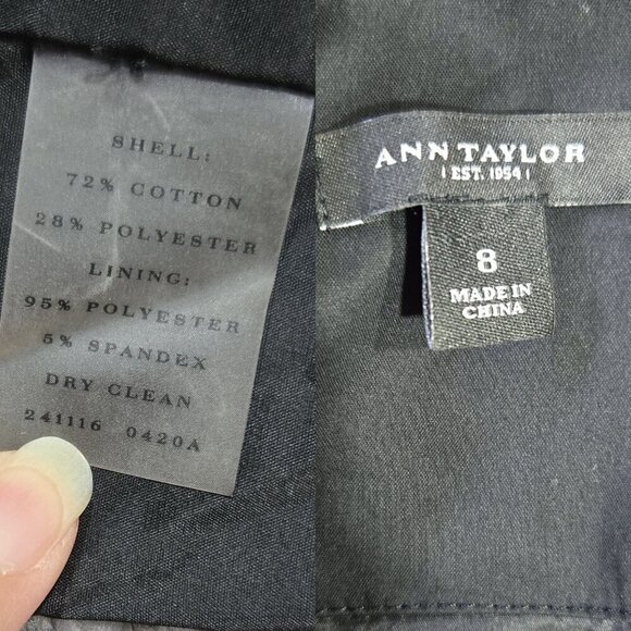 Ann Taylor Black Sleeveless Pleated Collar Dress Pockets Modest Neutral Office - Picture 7 of 7